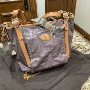 TOD’S G Line Easy Sacca Grande Shoulder Bag coated canvas leather trim